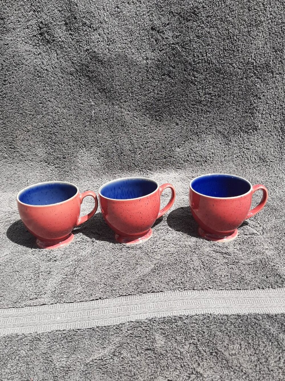 Denby Langley Harlequin Footed Tea Cup Mug Only Burgundy & Green Lot (3)